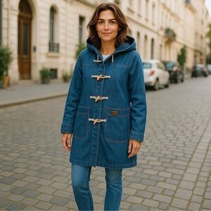 Denim & Co. 90s Hooded Blue Denim Chore Jacket Tagged XS